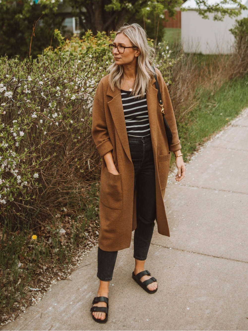 J. Crew || Ella Open-Front Long Sweater Blazer in Walnut